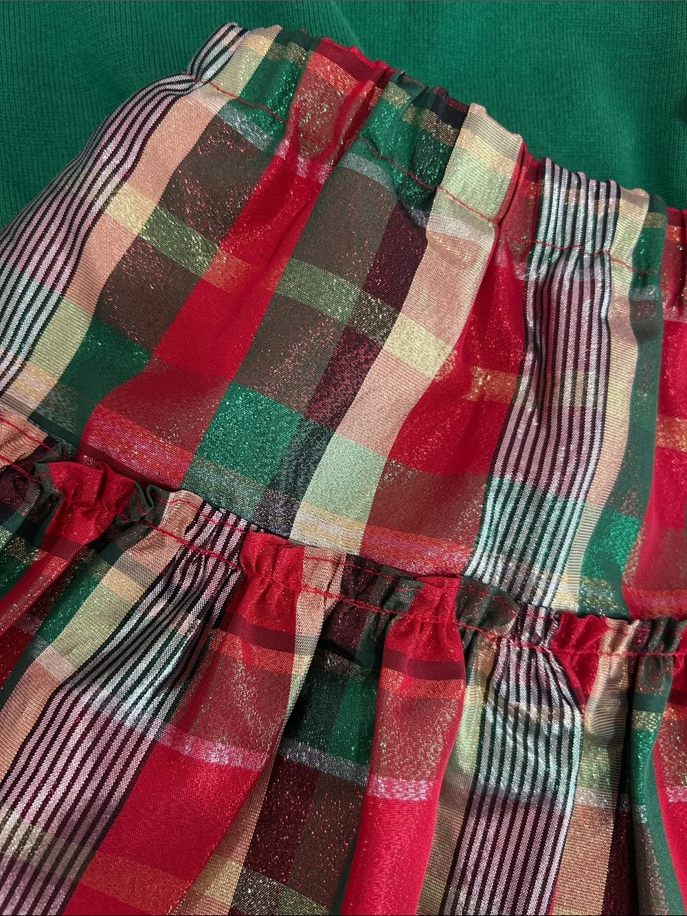 NWOT BONNIE JEAN CHRISTMAS SET Holiday Knit Top and Festive Plaid Skirt size 5